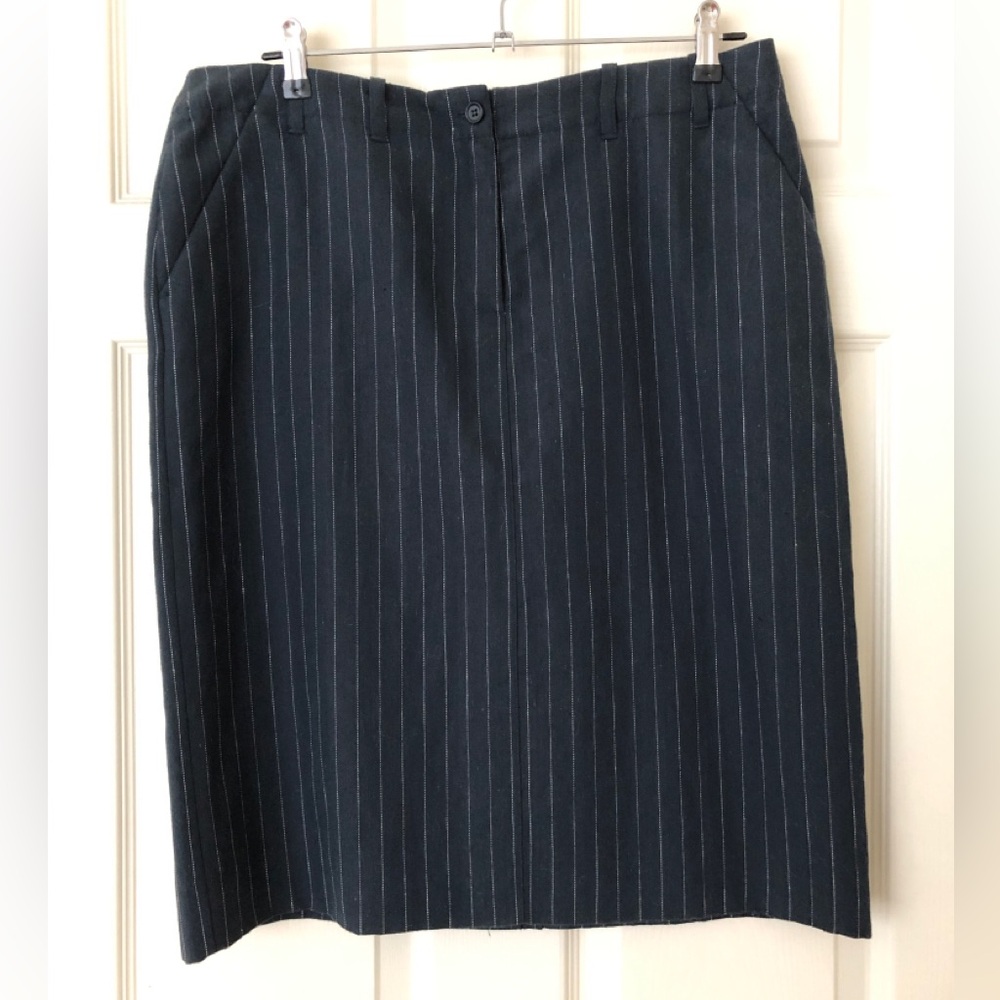 NWT H&M Navy Blue & White Linen/Cotton Blend Pencil Skirt Size 14